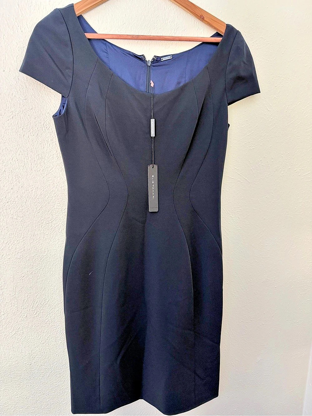 Elie Tahari Navy blue Short Sleeve Zip Front Dress